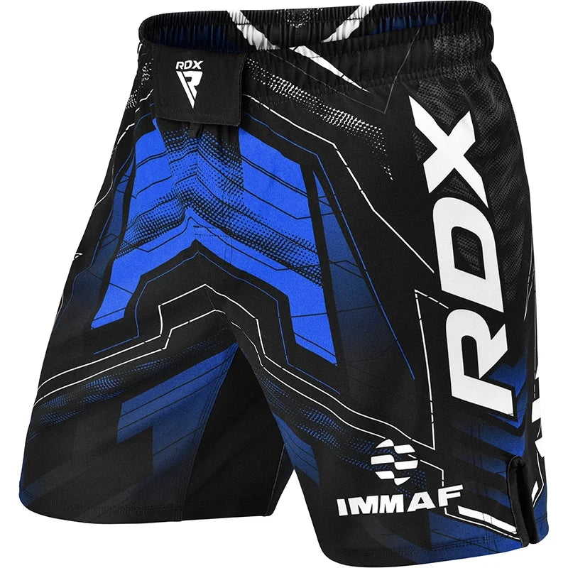 Vestuario RDX IMMAF Approved MMA Fight & Training Shorts Blue en color Azul, vista principal