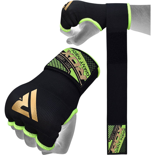 Accesorios RDX IS Gel Padded Inner Gloves Hook & Loop Wrist Strap For Knuckle Protection OEKO-TEX® Standard 100 Certified en color Negro/Verde, vista principal