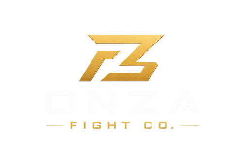 Logo ONZA Fight Co. dorado y blanco