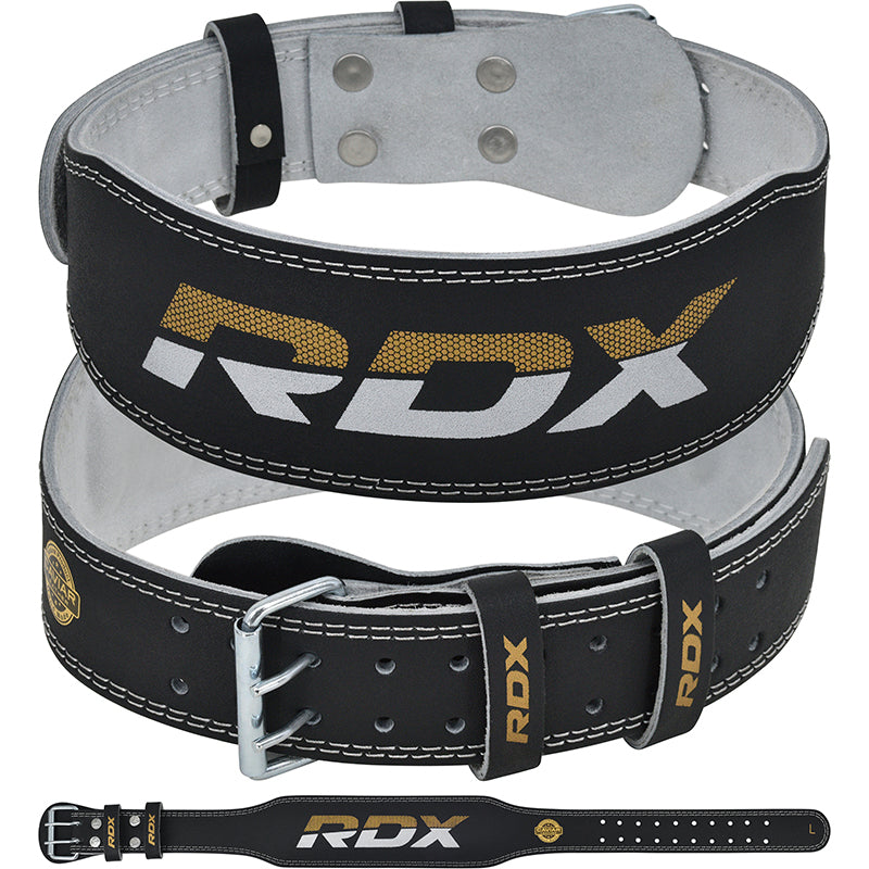 CinturÃ³n de Levantamiento RDX Cuero 4'' (Negro/Dorado) â€“ Negro/Dorado #color_negro_dorado