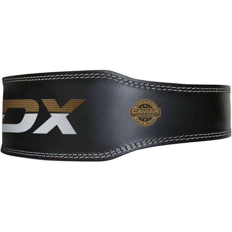 CinturÃ³n de Levantamiento RDX Cuero 4'' (Negro/Dorado)
