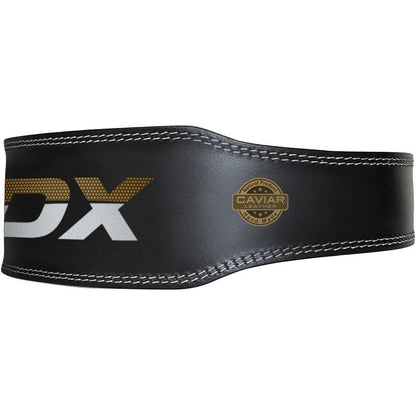 CinturÃ³n de Levantamiento RDX Cuero 4'' (Negro/Dorado)
