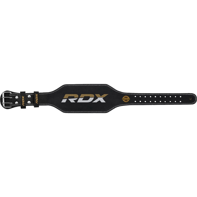 CinturÃ³n de Levantamiento RDX Cuero 4'' (Negro/Dorado)