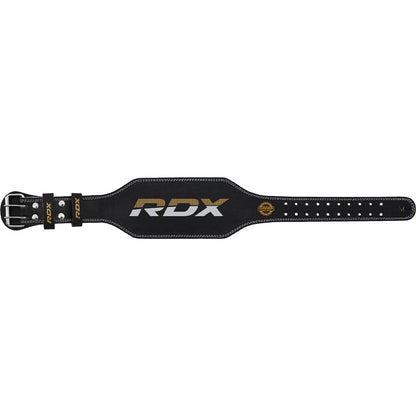 CinturÃ³n de Levantamiento RDX Cuero 4'' (Negro/Dorado)