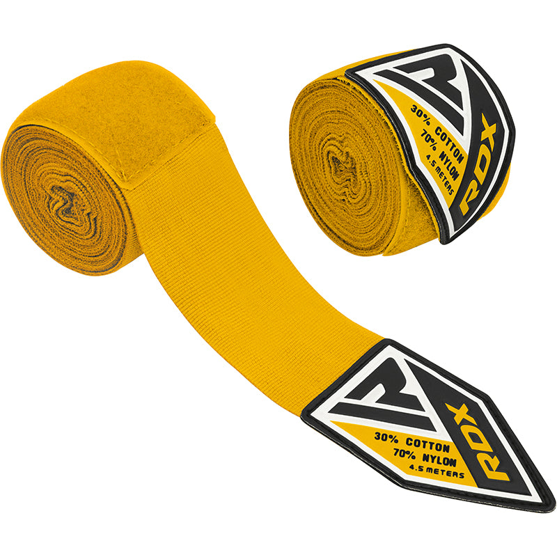 Accesorios RDX RB 4.5m Elasticated Hand Wraps Bandage for Boxing, MMA; Muay Thai en color Amarillo, vista principal