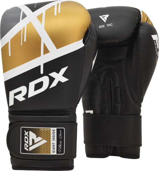 Guantes RDX F7 Ego Boxing Gloves en color Negro/Dorado, vista principal
