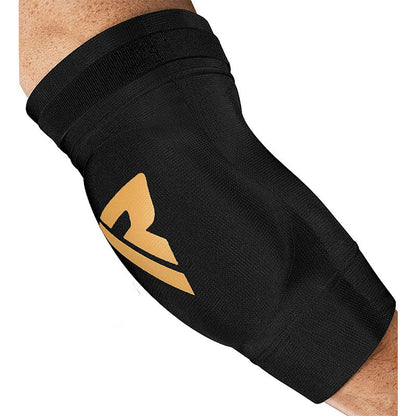 Protecciones RDX HY CE Certified Padded Elbow Sleeve for Muay Thai & MMA Workout OEKO-TEX® Standard 100 certified en color Negro/Dorado, vista principal