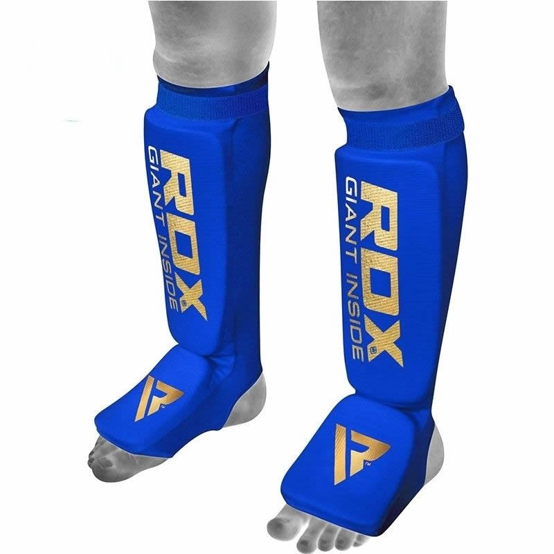 Protecciones RDX SI MMA Gel Padded Lightweight Shin Instep Guard OEKO-TEX® Standard 100 certified en color Azul, vista principal