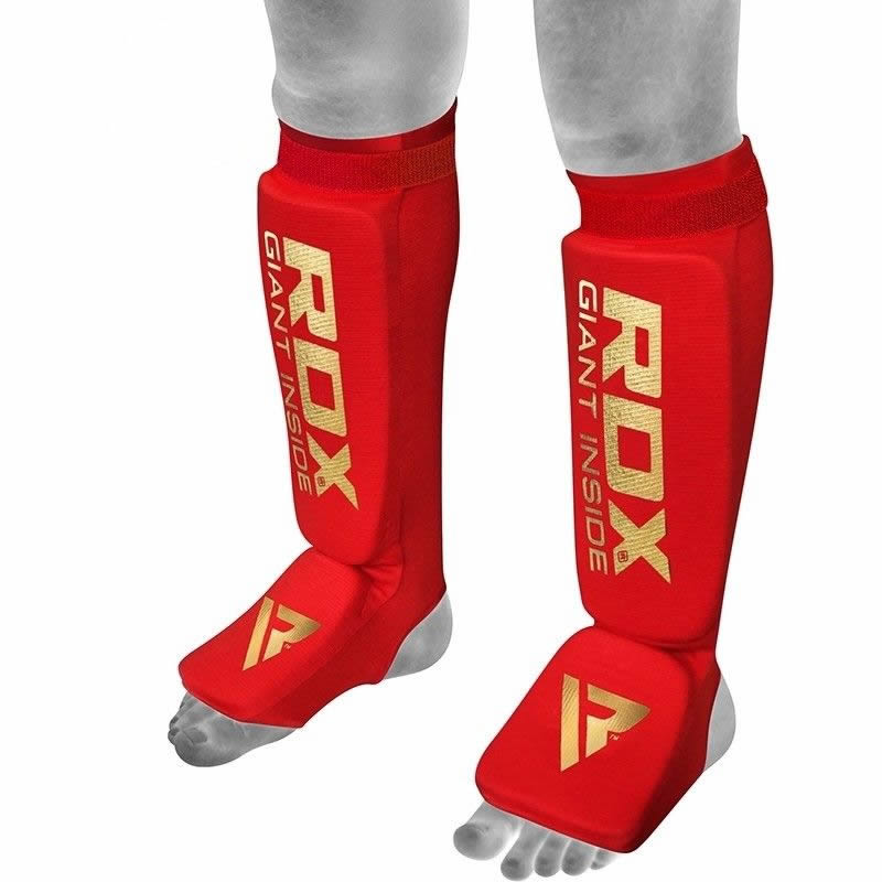 Protecciones RDX SI MMA Gel Padded Lightweight Shin Instep Guard OEKO-TEX® Standard 100 certified en color Rojo, vista principal